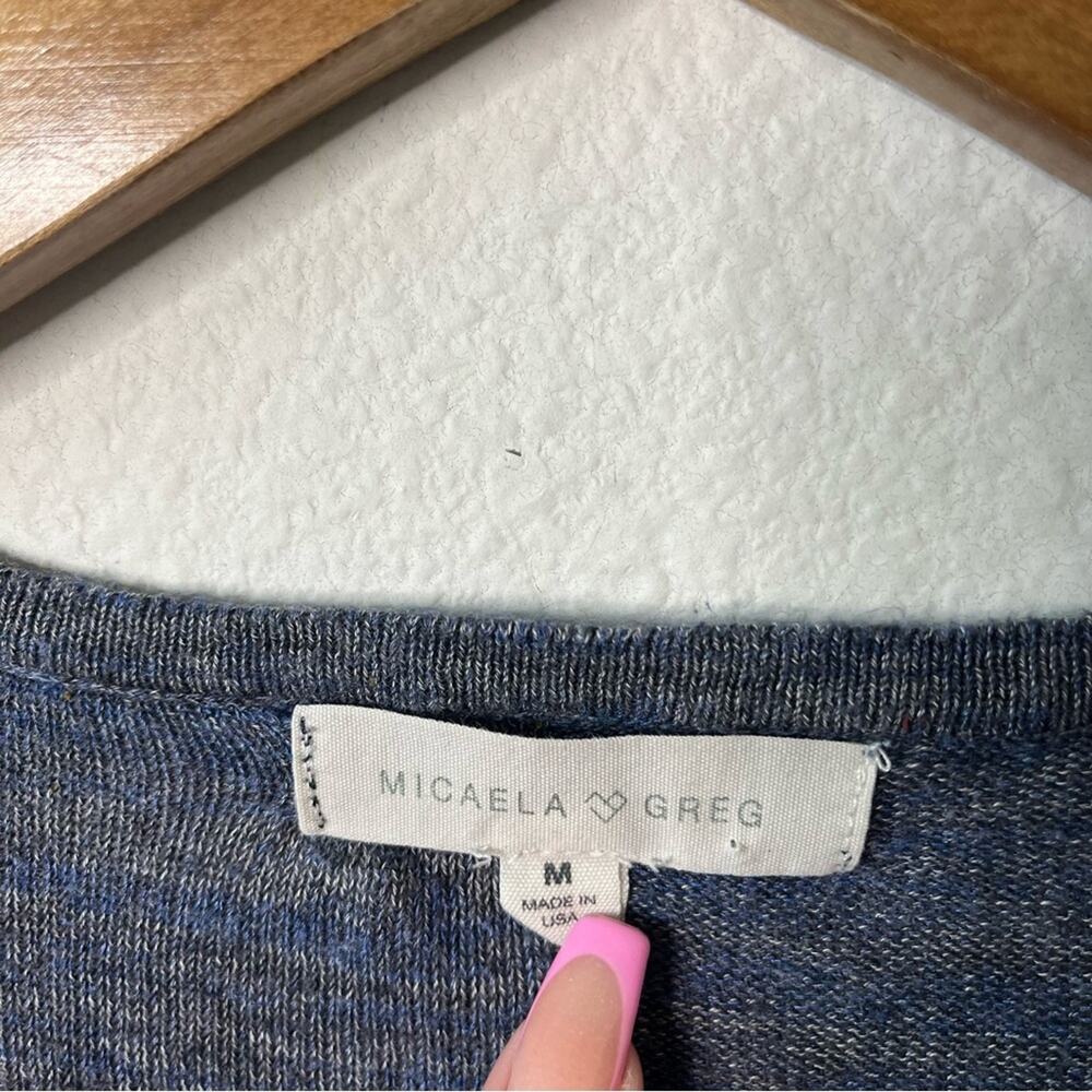 Micaela Greg Blue Wide Rib T Shirt Sweater Dress Midi Shirt Sleeve Womens Size M - Picture 8 of 10